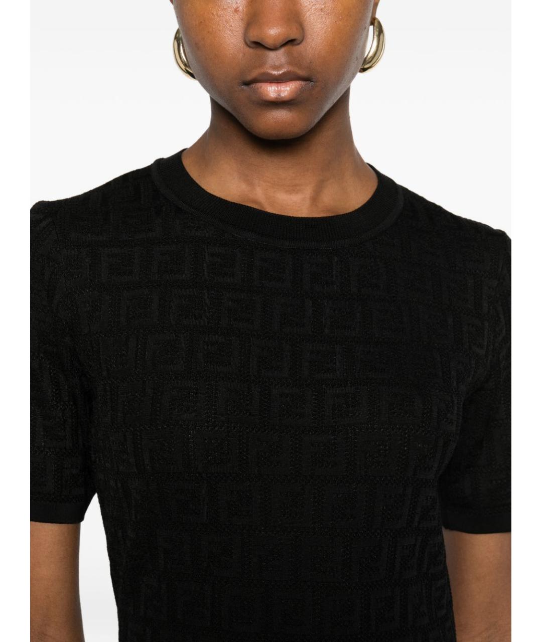 FENDI Черное хлопковое повседневное платье, фото 5