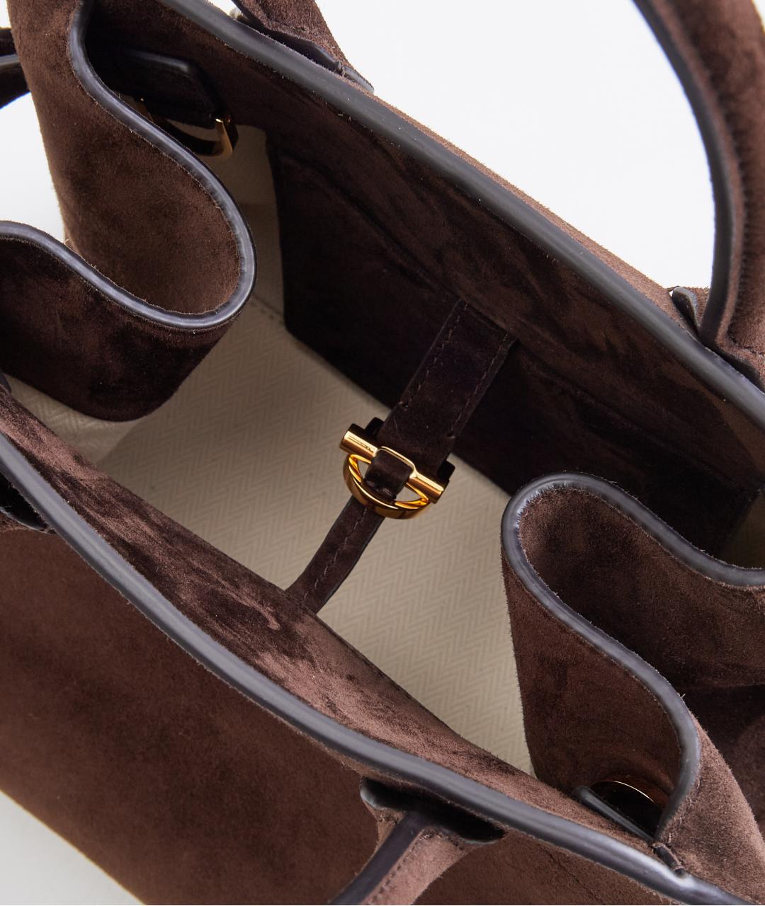 THE ROW Коричневая замшевая сумка с короткими ручками, фото 2