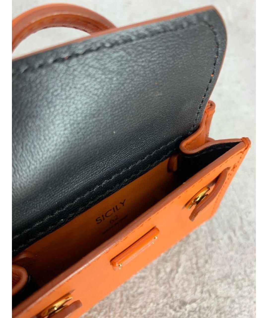 DOLCE&GABBANA Оранжевая кожаная сумка с короткими ручками, фото 4