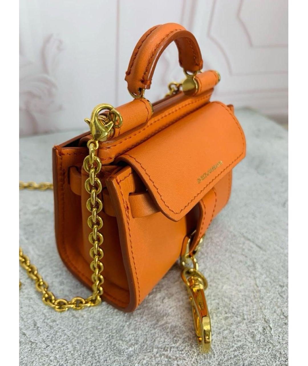 DOLCE&GABBANA Оранжевая кожаная сумка с короткими ручками, фото 2