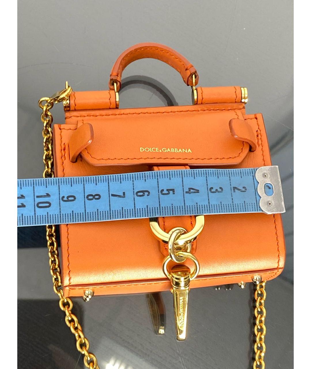 DOLCE&GABBANA Оранжевая кожаная сумка с короткими ручками, фото 7