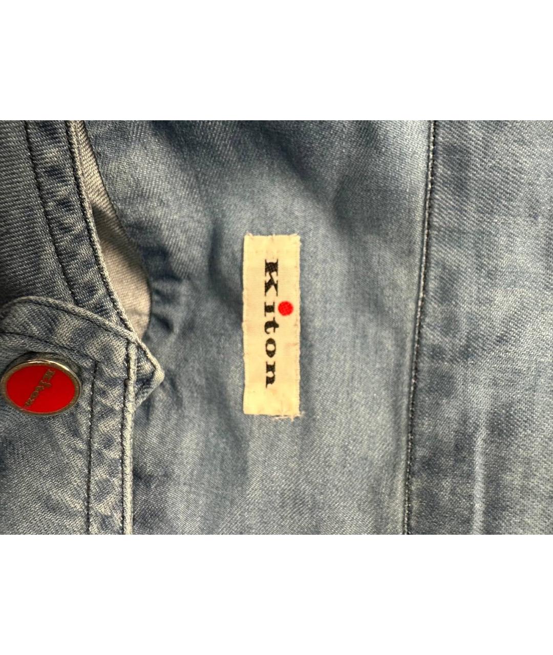 KITON Голубая хлопковая кэжуал рубашка, фото 4