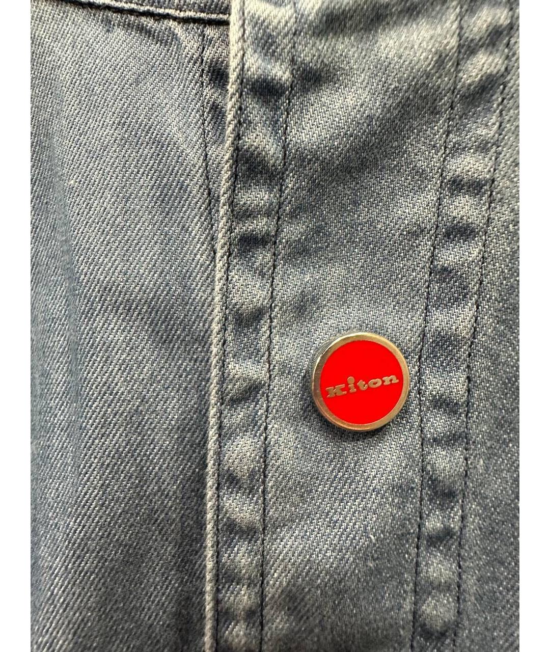 KITON Голубая хлопковая кэжуал рубашка, фото 3