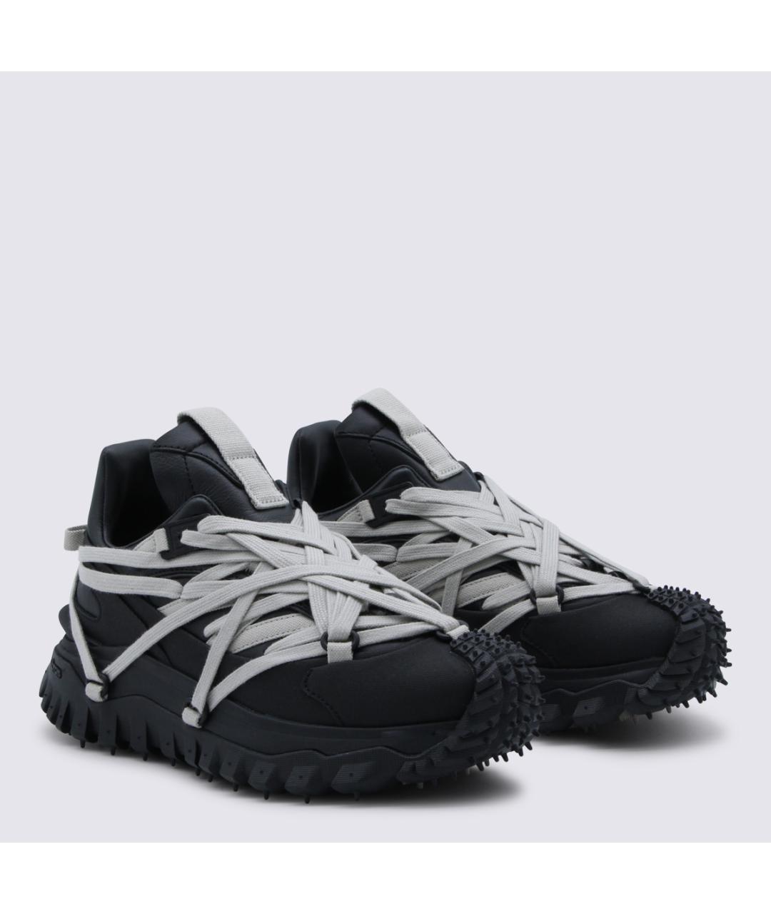 MONCLER Черные кожаные кроссовки, фото 2