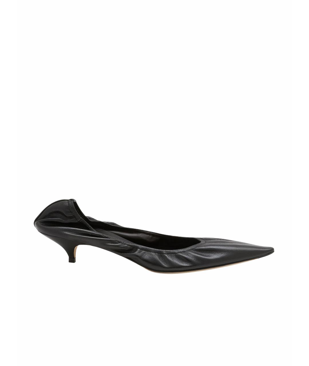 THE ROW Черные кожаные лодочки на низком каблуке, фото 7