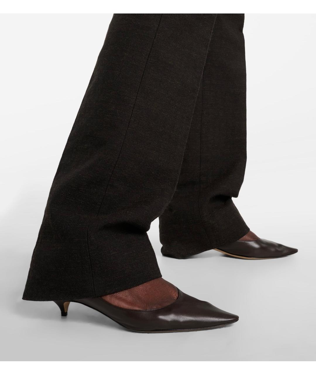 THE ROW Черные кожаные лодочки на низком каблуке, фото 5