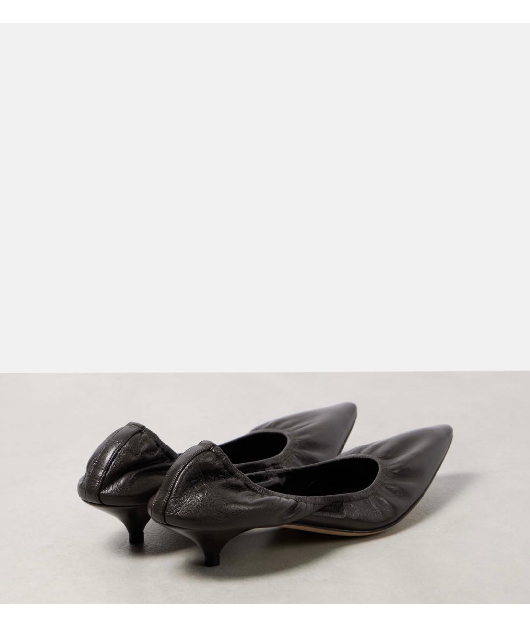 THE ROW Черные кожаные лодочки на низком каблуке, фото 4