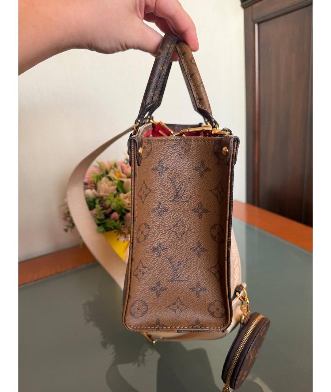 LOUIS VUITTON Коричневая кожаная сумка тоут, фото 2