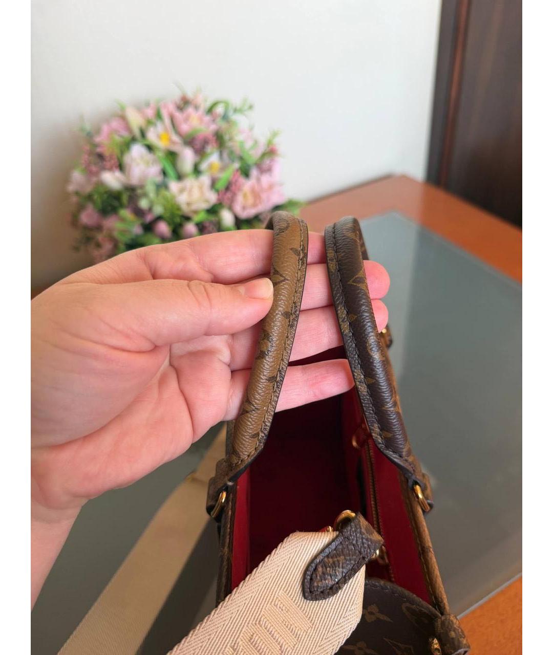 LOUIS VUITTON Коричневая кожаная сумка тоут, фото 5