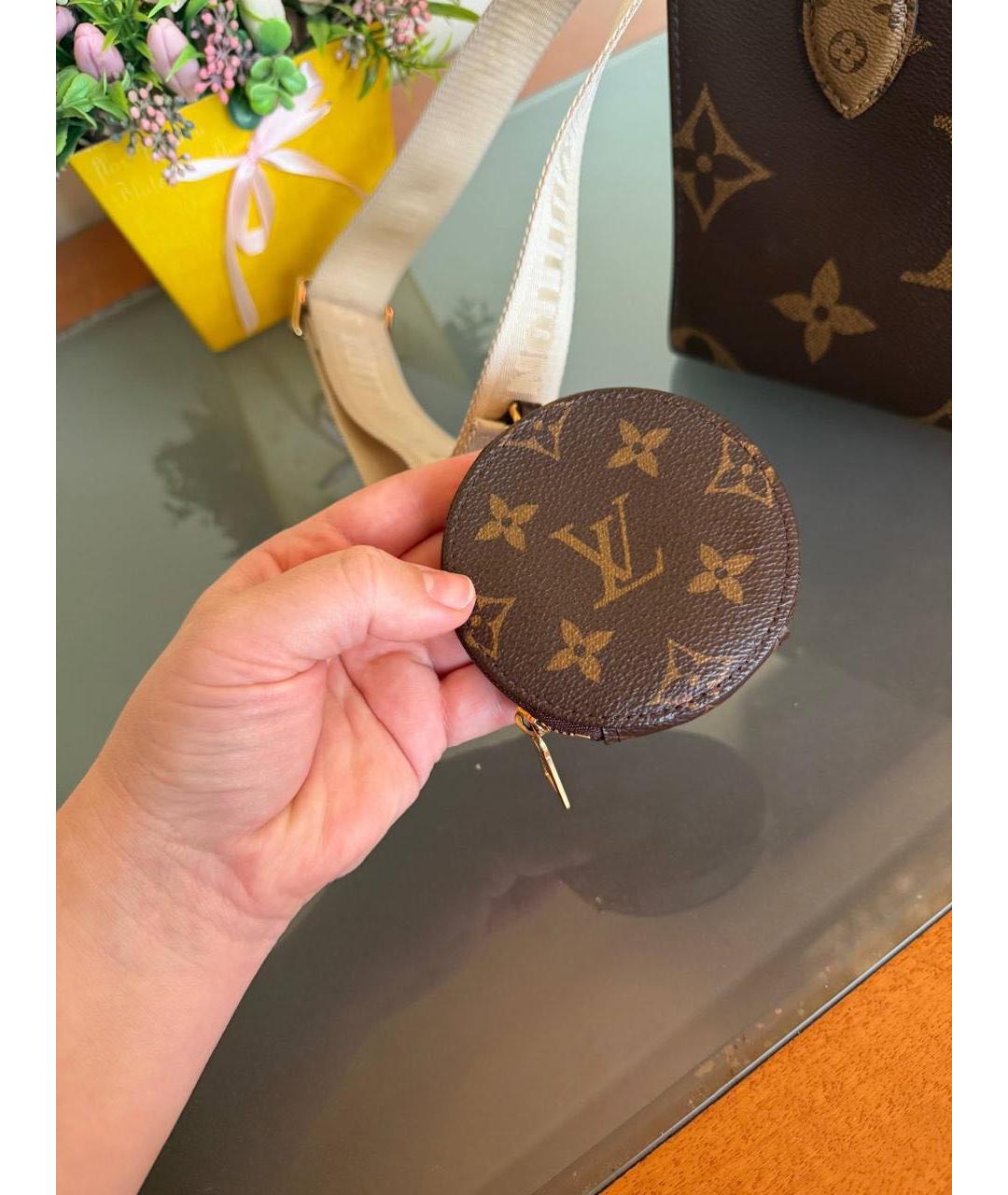 LOUIS VUITTON Коричневая кожаная сумка тоут, фото 7