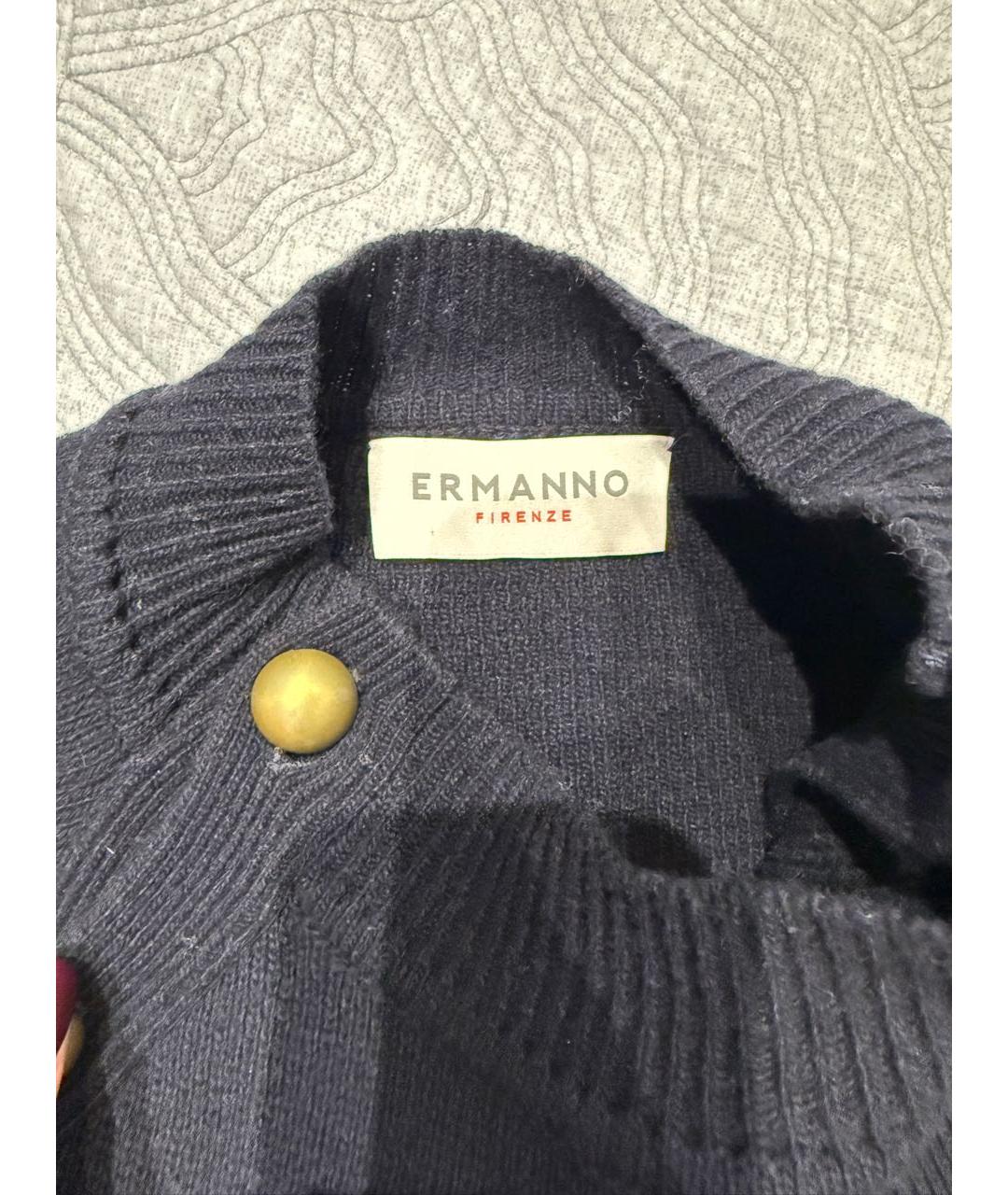 ERMANNO FIRENZE Темно-синий шерстяной джемпер / свитер, фото 6