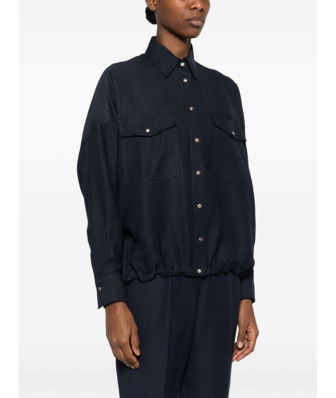 BRUNELLO CUCINELLI Синяя льняная рубашка, фото 5