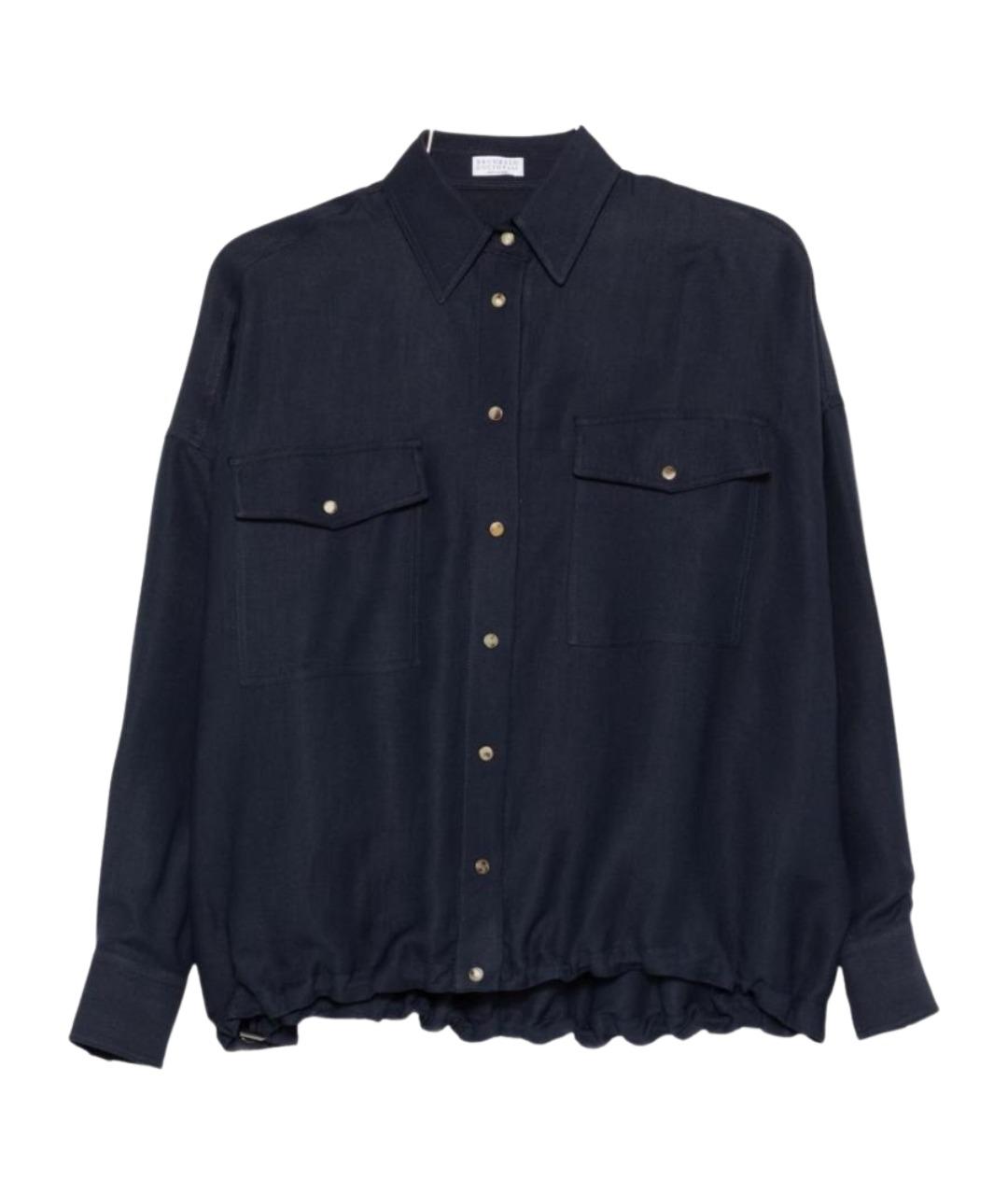 BRUNELLO CUCINELLI Синяя льняная рубашка, фото 1