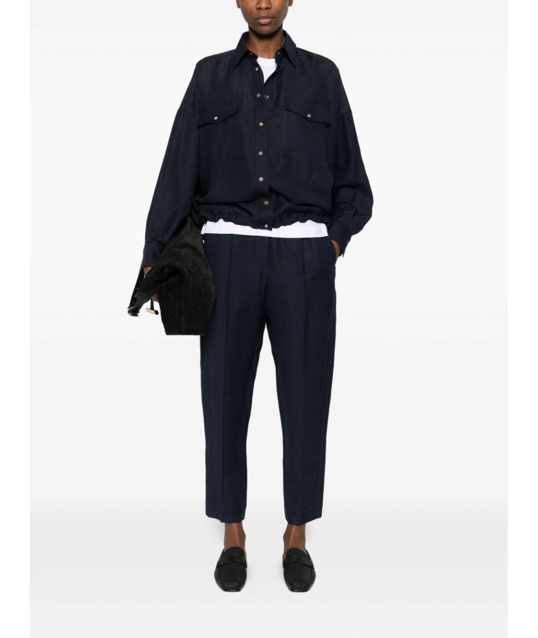 BRUNELLO CUCINELLI Синяя льняная рубашка, фото 4