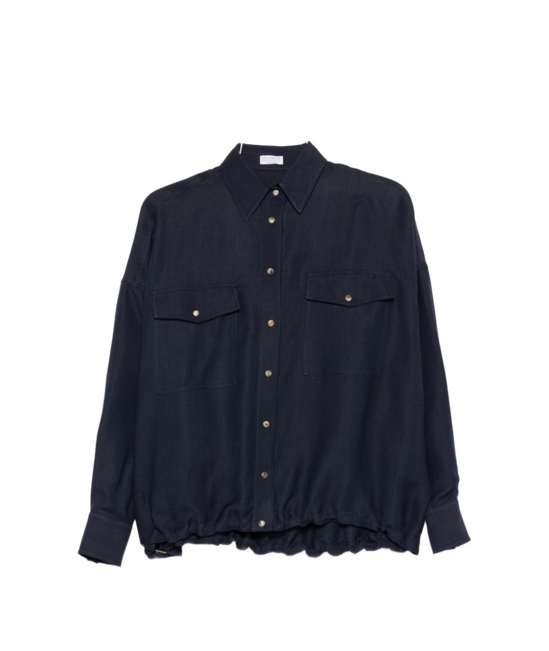 BRUNELLO CUCINELLI Синяя льняная рубашка, фото 6