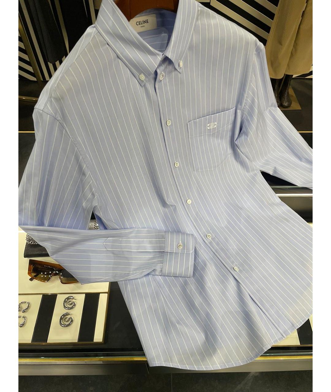 CELINE Голубая хлопковая рубашка, фото 4
