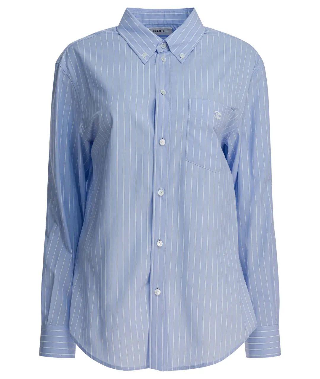 CELINE Голубая хлопковая рубашка, фото 1