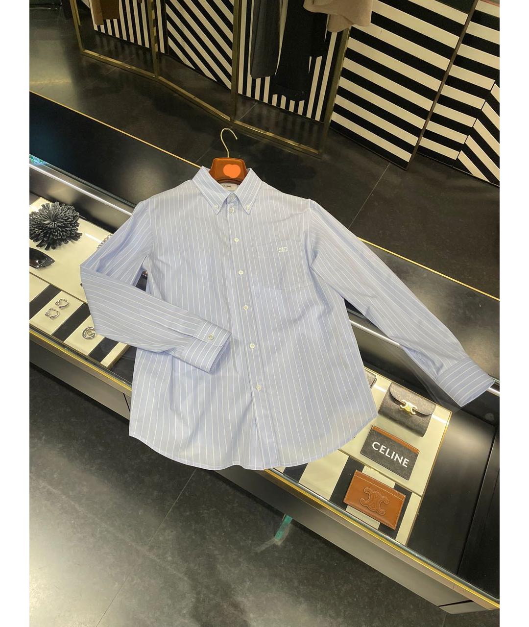 CELINE Голубая хлопковая рубашка, фото 2