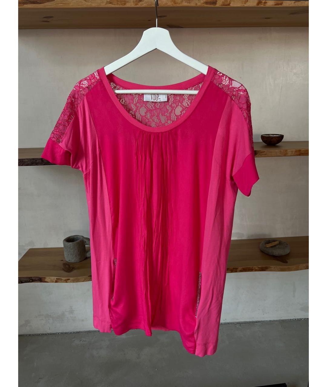 VDP Розовая хлопко-эластановая футболка, фото 2