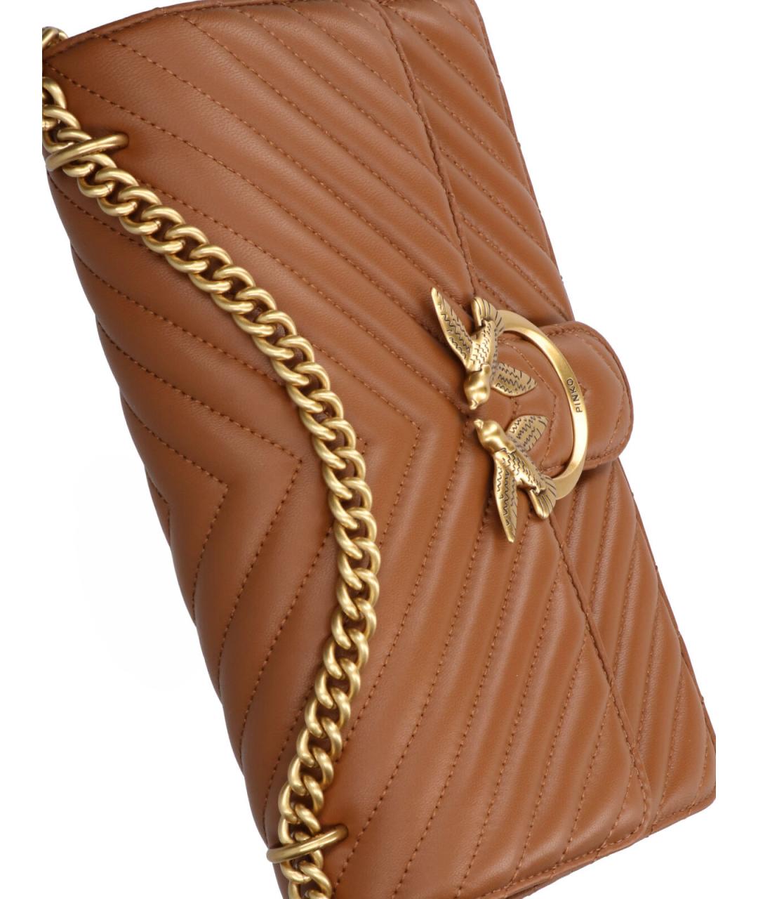 PINKO Коричневая кожаная сумка через плечо, фото 4