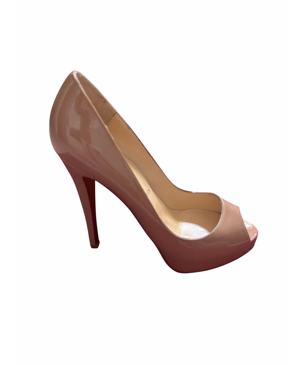 CHRISTIAN LOUBOUTIN Бежевые босоножки из лакированной кожи, фото 1