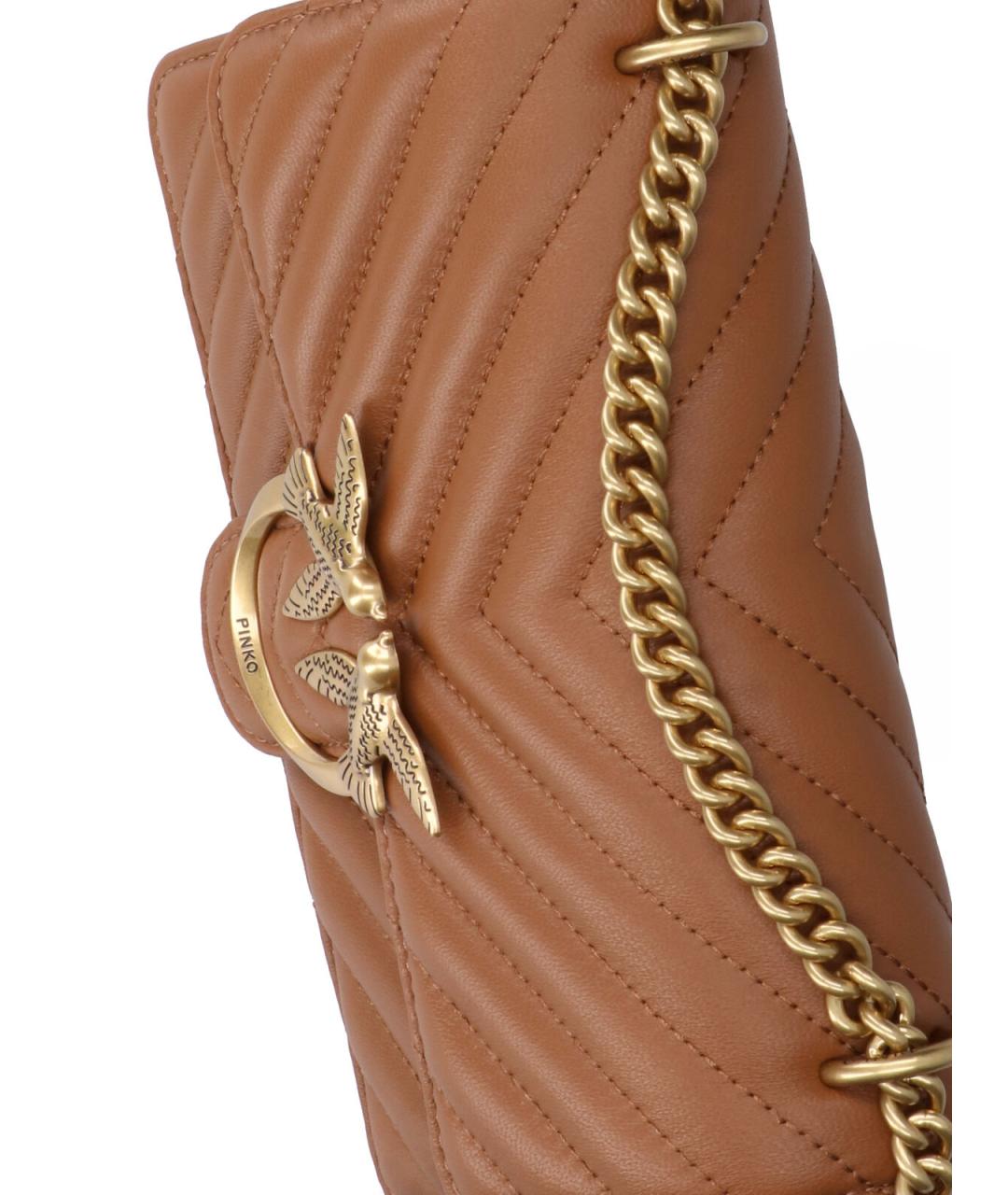 PINKO Коричневая кожаная сумка через плечо, фото 4