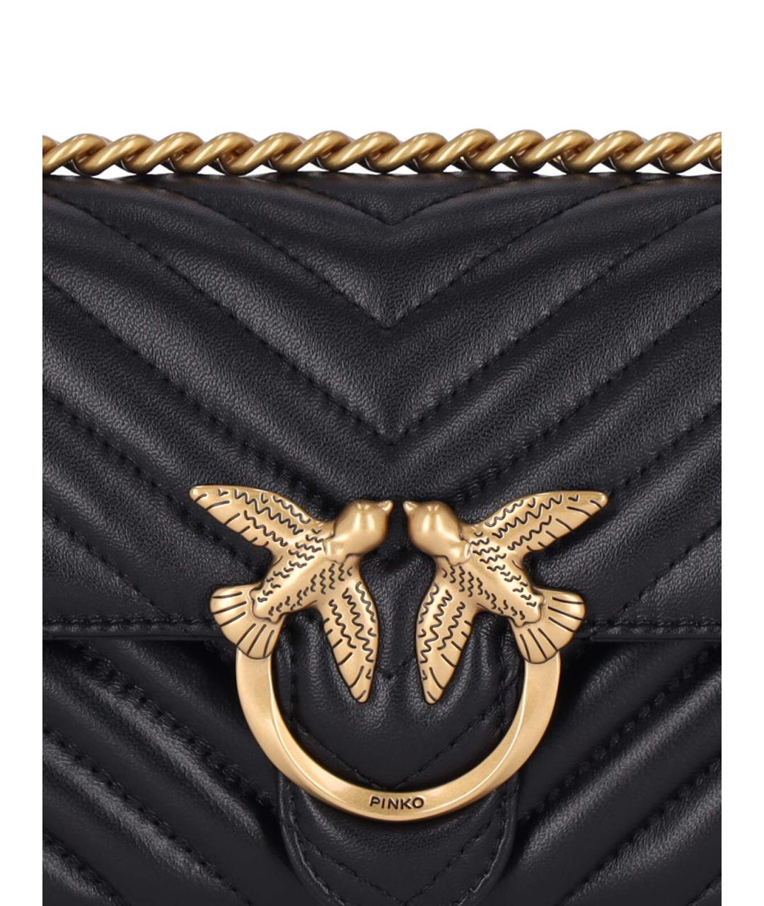 PINKO Черная кожаная сумка через плечо, фото 4