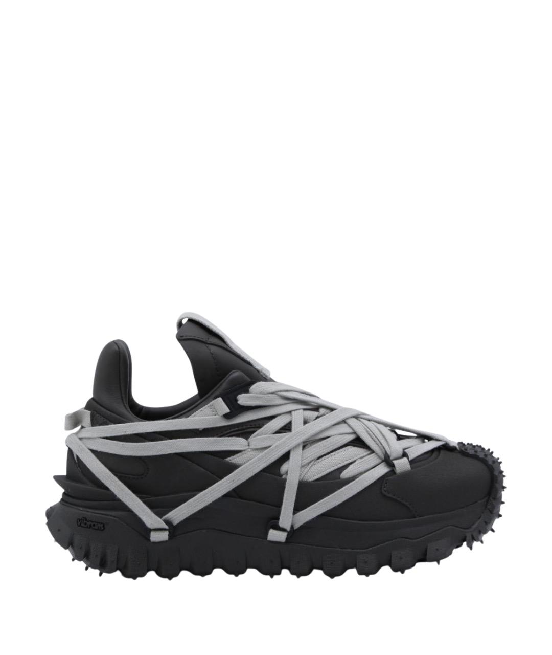 MONCLER Черные кожаные высокие кроссовки / кеды, фото 1