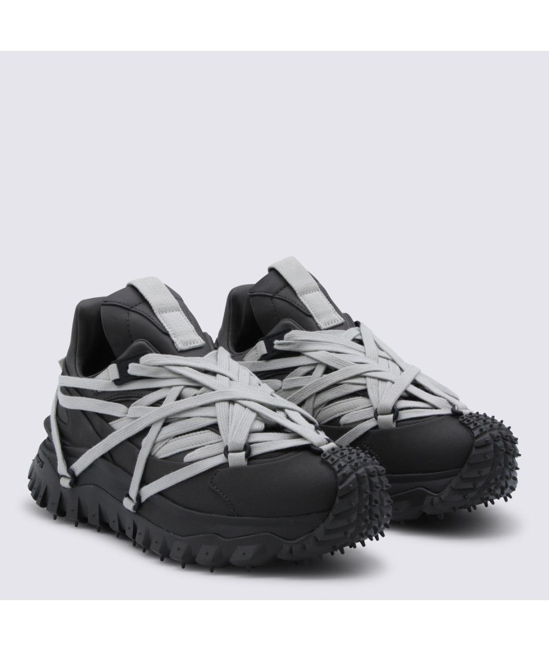 MONCLER Черные кожаные высокие кроссовки / кеды, фото 2