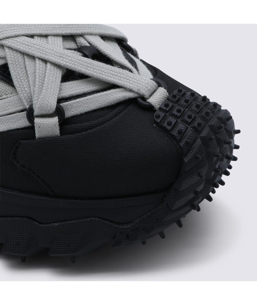 MONCLER Черные кожаные низкие кроссовки / кеды, фото 4