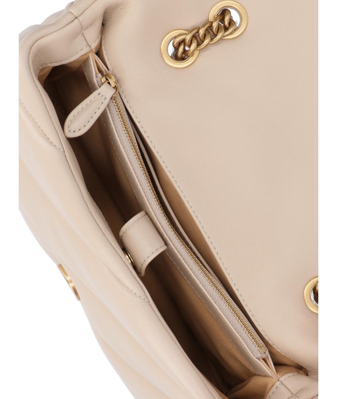 PINKO Бежевая кожаная сумка через плечо, фото 4