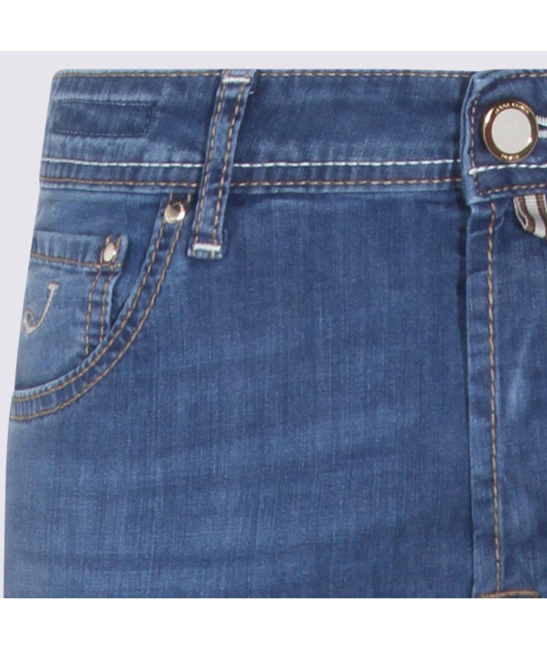 JACOB COHEN Синие хлопковые прямые джинсы, фото 3