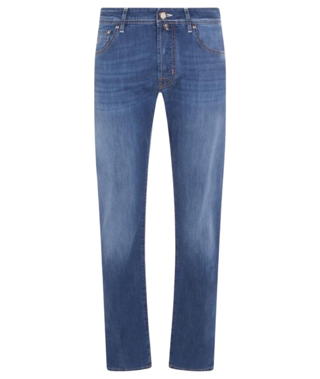 JACOB COHEN Синие хлопковые прямые джинсы, фото 1