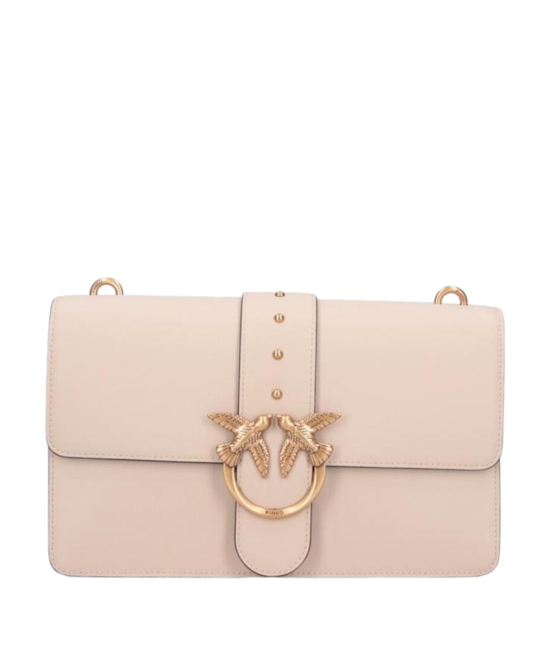 PINKO Бежевая кожаная сумка через плечо, фото 1