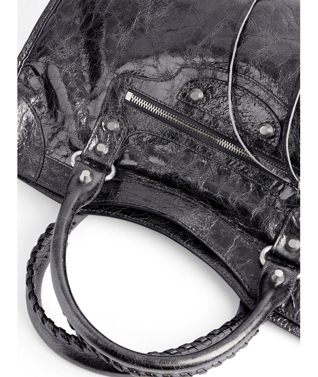 BALENCIAGA Антрацитовая кожаная сумка через плечо, фото 6