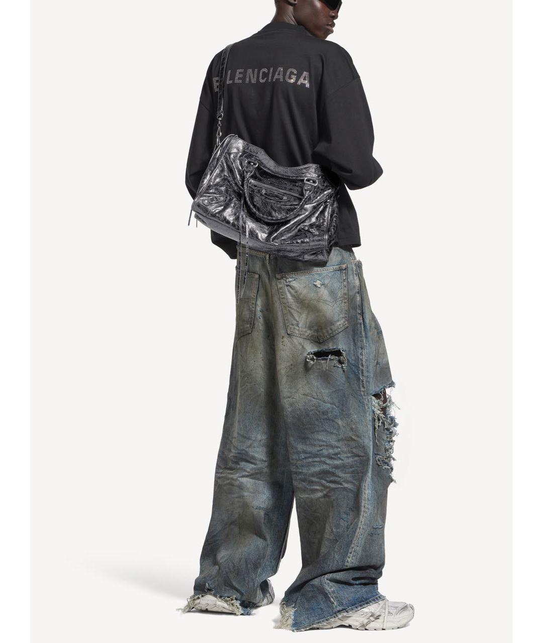 BALENCIAGA Антрацитовая кожаная сумка через плечо, фото 5