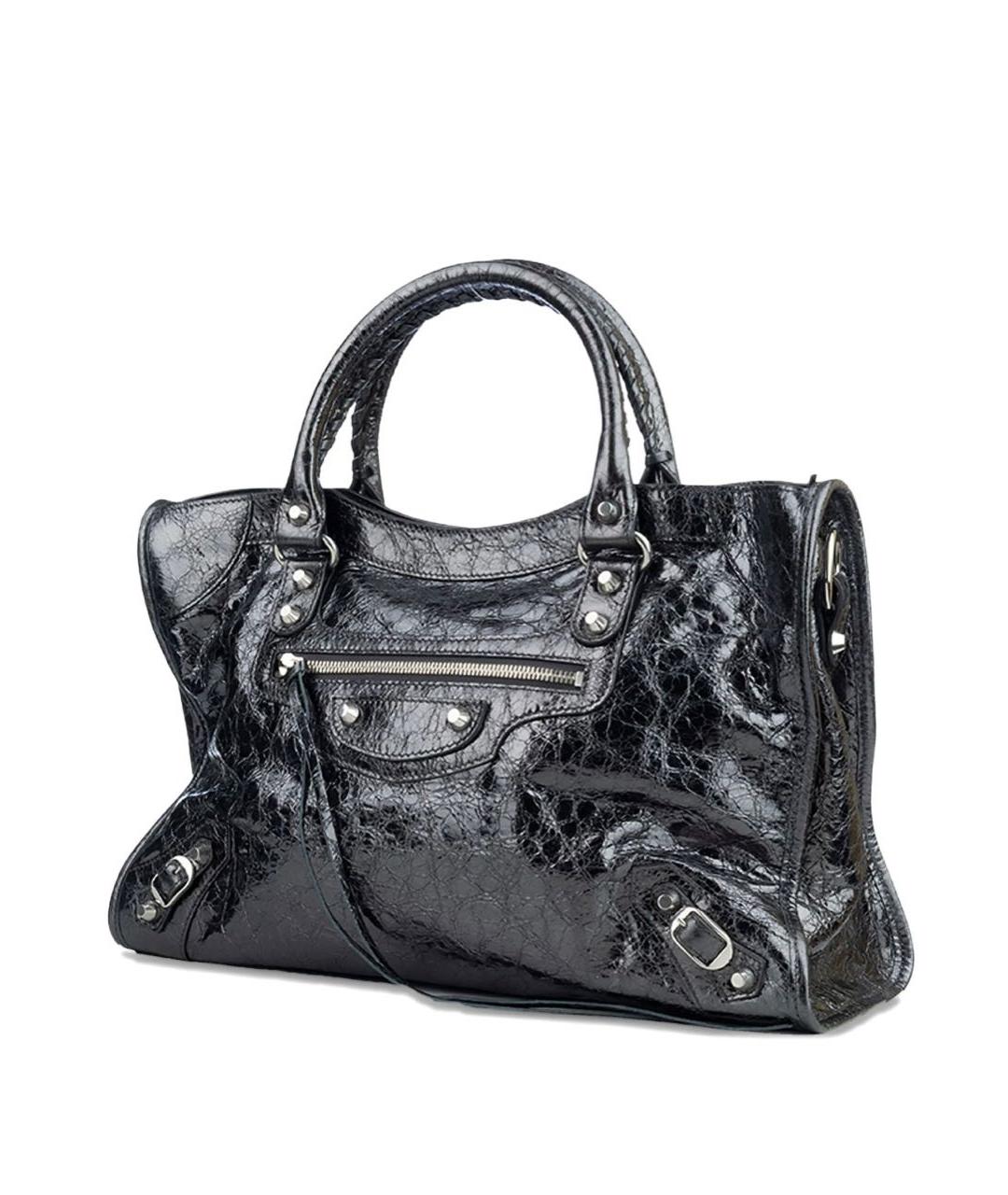 BALENCIAGA Антрацитовая кожаная сумка через плечо, фото 2