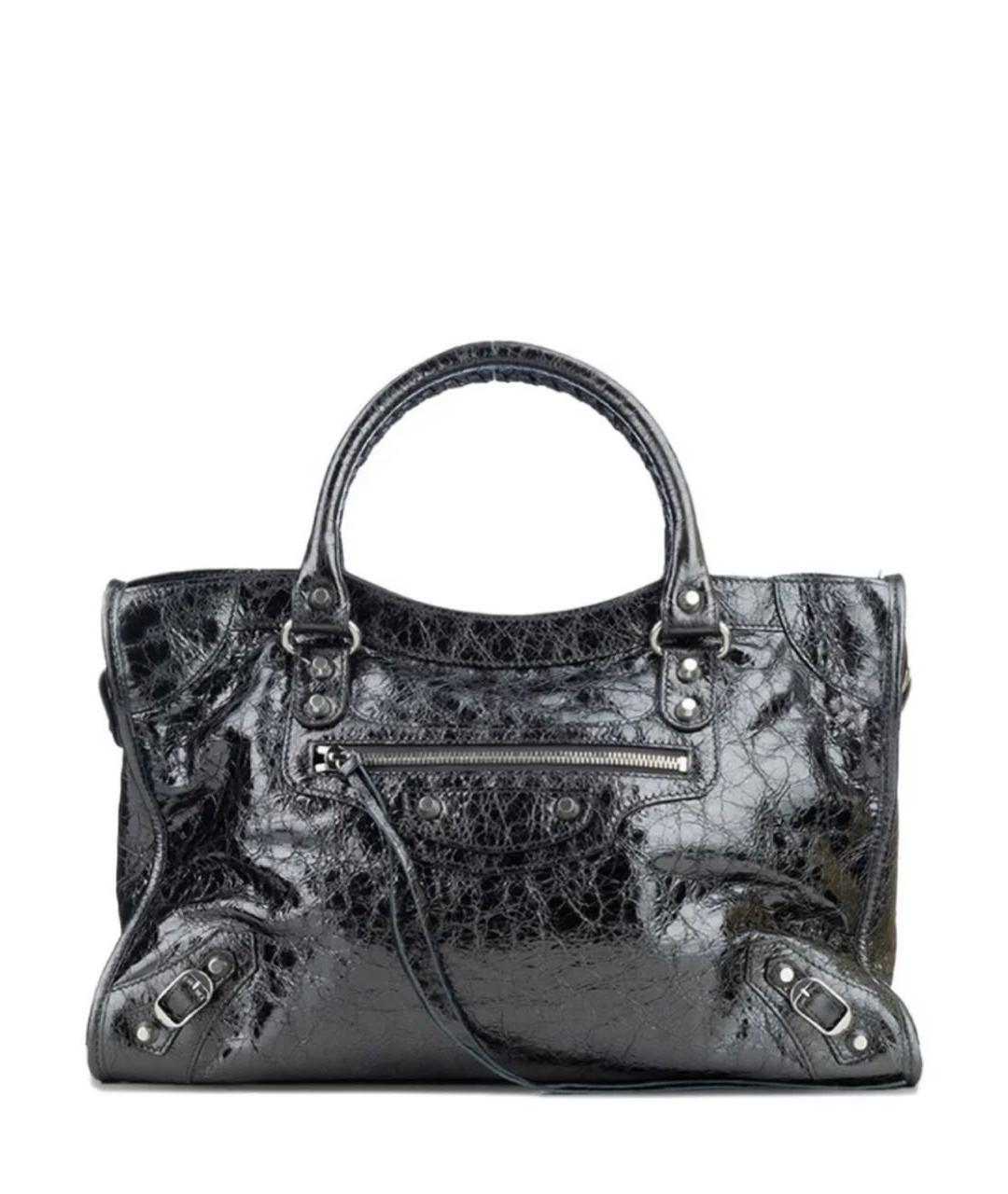 BALENCIAGA Антрацитовая кожаная сумка через плечо, фото 1