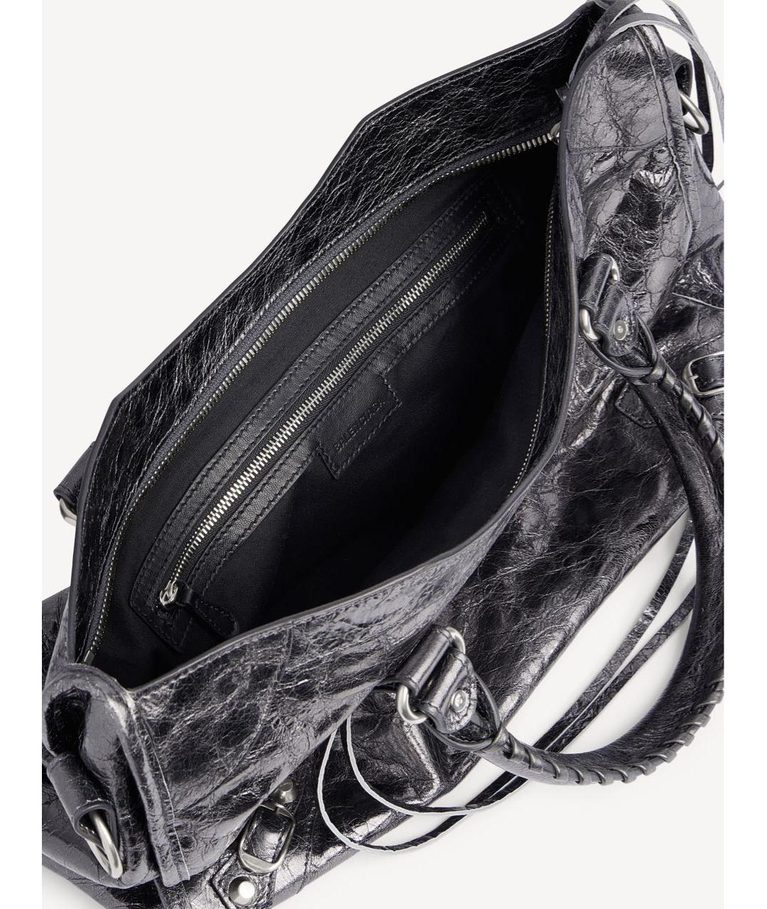 BALENCIAGA Антрацитовая кожаная сумка через плечо, фото 4