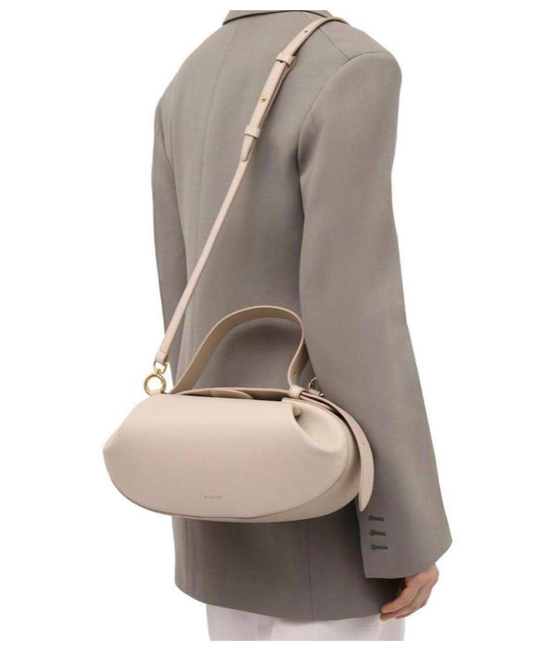 YUZEFI Бежевая кожаная сумка с короткими ручками, фото 5