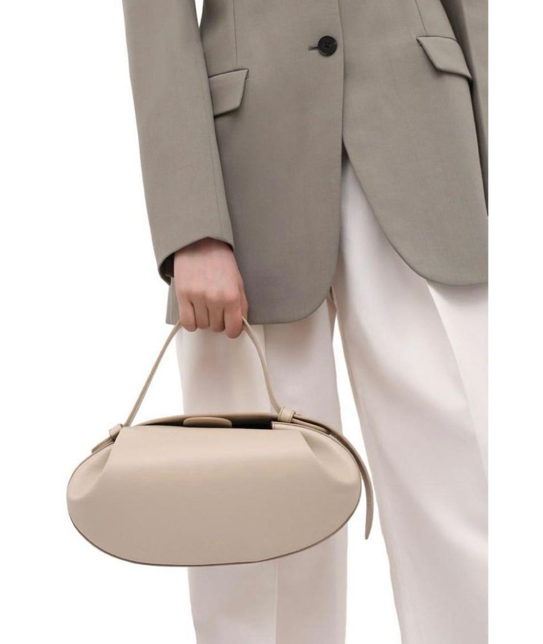 YUZEFI Бежевая кожаная сумка с короткими ручками, фото 4