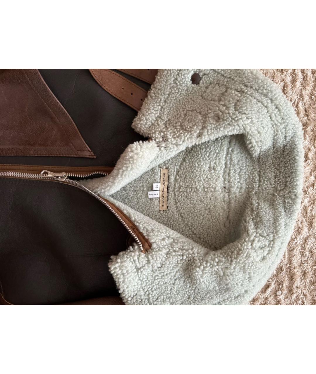 BALENCIAGA Коричневая кожаная дубленка, фото 5