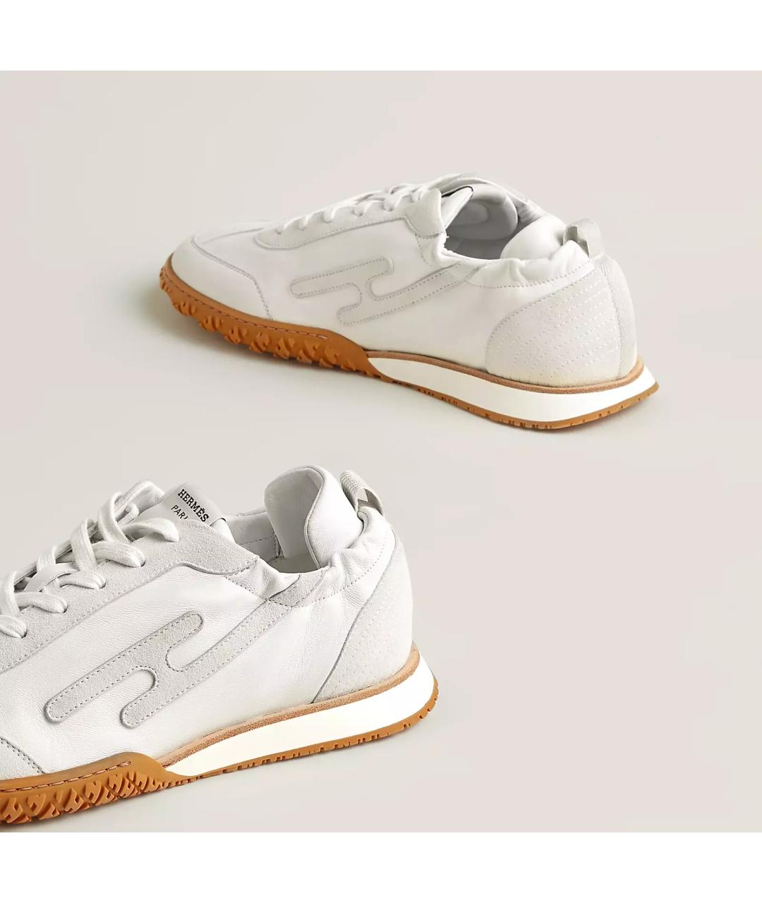 HERMES Белые кожаные кроссовки, фото 6