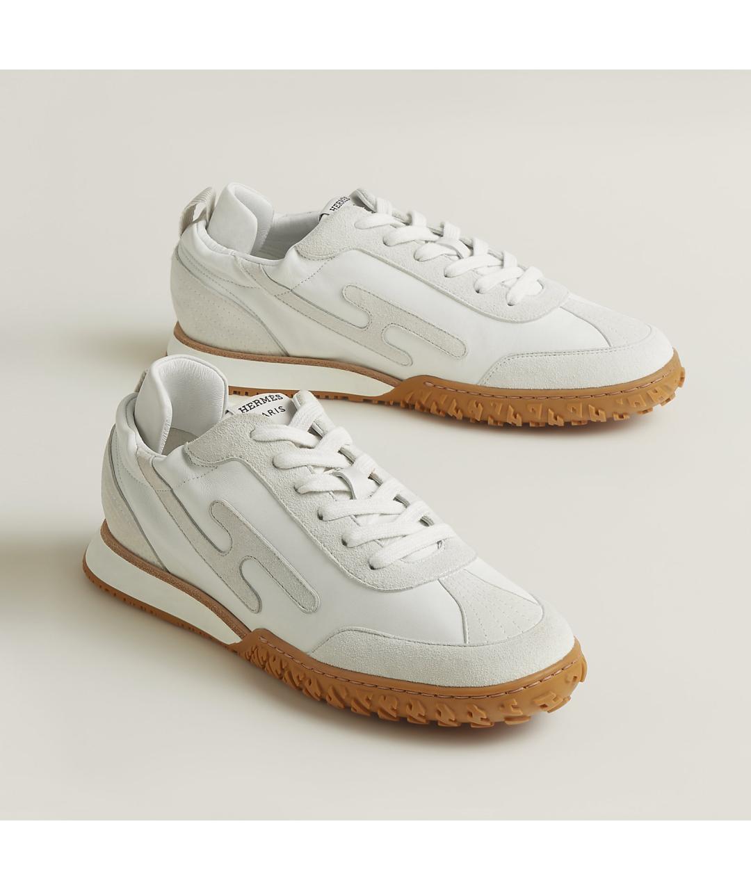 HERMES Белые кожаные кроссовки, фото 3