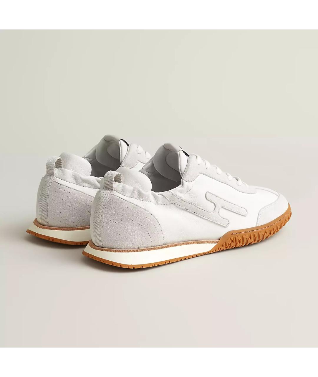 HERMES Белые кожаные кроссовки, фото 5