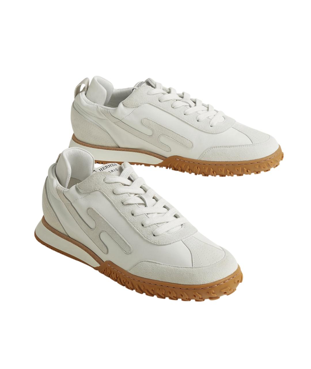HERMES Белые кожаные кроссовки, фото 2
