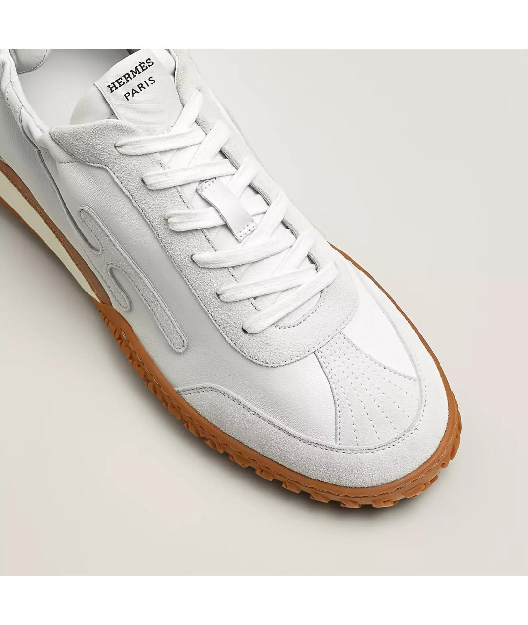 HERMES Белые кожаные кроссовки, фото 4