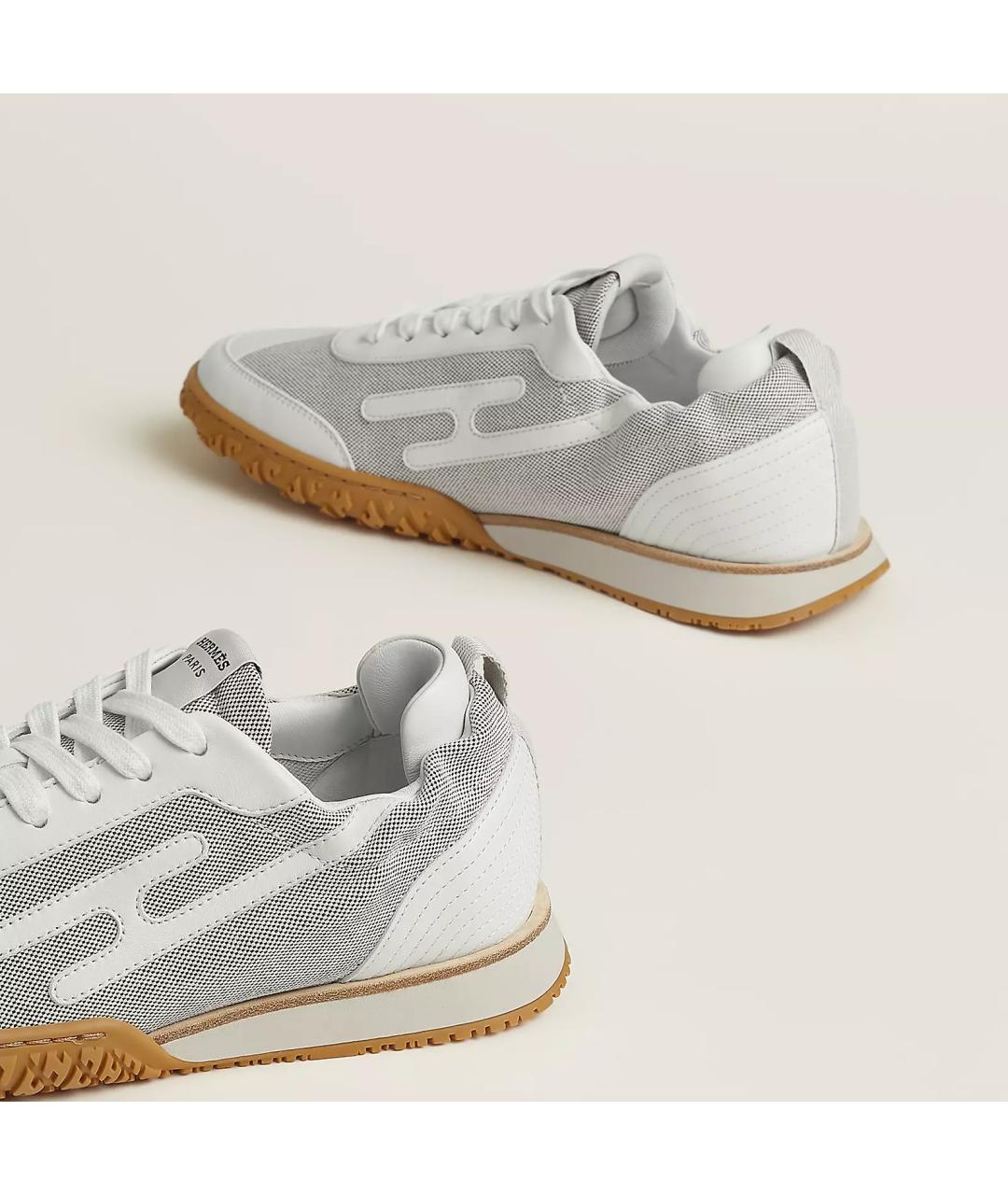 HERMES Серые кожаные кроссовки, фото 5