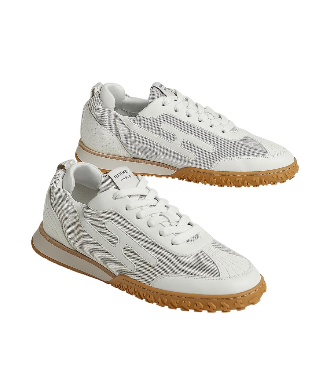 HERMES Серые кожаные кроссовки, фото 2