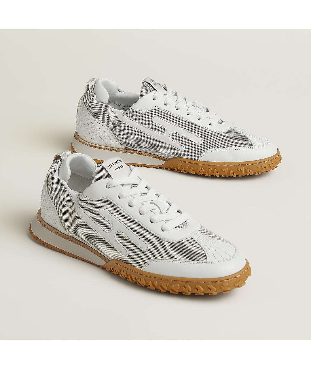 HERMES Серые кожаные кроссовки, фото 3